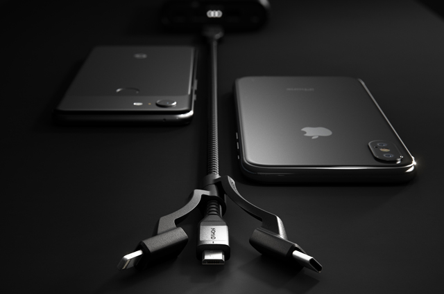 Nomad cable Kevlar 3 en 1 USB-A a Micro USB, USB-C y Lightning